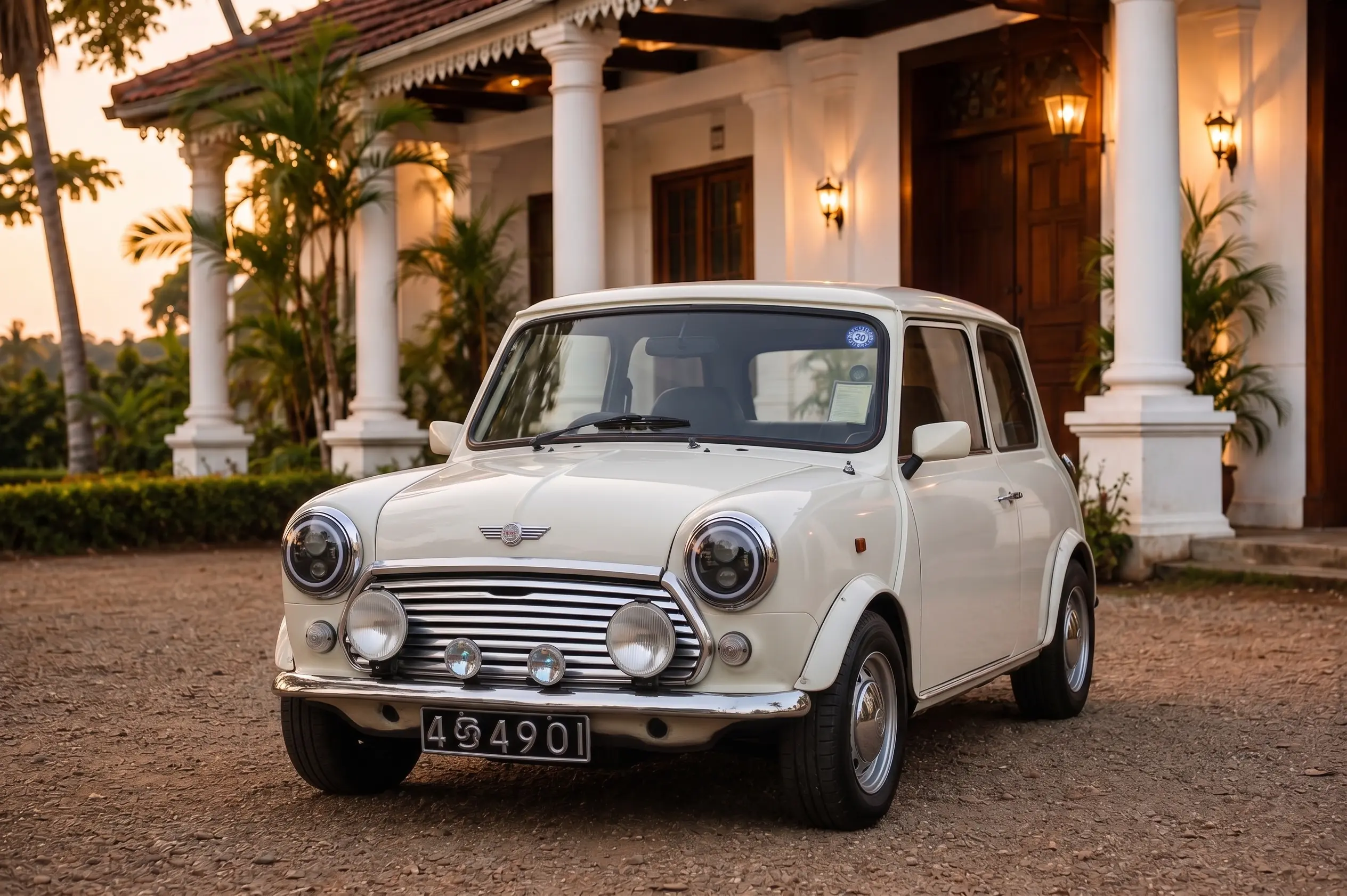 1980s Morris Mini Cooper vintage rental in southern Sri Lanka